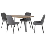 Quebec Straight Edge Dining Set with 4 Grey Velvet Avery Chairs