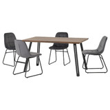 Quebec Straight Edge Dining Set with 4 Grey Velvet Lukas Chairs