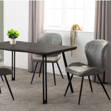 Quebec Black Wood Grain Grey Wave Edge Dining Table Set with 4 Chairs