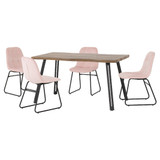 Quebec Wave Edge Dining Set with 4 Baby Pink Velvet Lukas Chairs