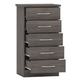 Nevada Black Wood Grain 5 Drawer Narrow Chest 