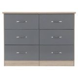 Nevada Grey and Oak Gloss 6 Drawer Chest