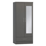 Nevada Grey 3D Effect 2 Door 1 Drawer Mirrored Wardrobe