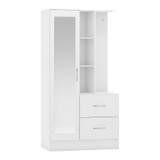 Nevada White Gloss Open Shelf Mirrored Wardrobe