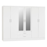 Nevada White Gloss 6 Door 2 Drawer Mirrored Wardrobe