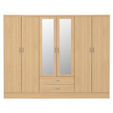 Nevada Sonoma Oak 6 Door 2 Drawer Mirrored Wardrobe
