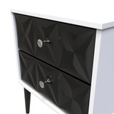 Pixel Black and White 2 Drawer Bedside Cabinet with Dark Scandinavian Legs