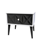 Pixel Black and White 1 Drawer Bedside Cabinet with Dark Scandinavian Legs