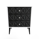 Pixel Black and White 3 Drawer Midi Chest with Dark Scandinavian Legs