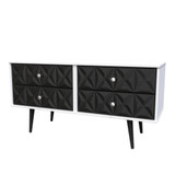 Pixel Black and White 4 Drawer Bed Box with Dark Scandinavian Legs