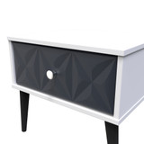 Pixel Indigo and White 1 Drawer Bedside Cabinet with Dark Scandinavian Legs