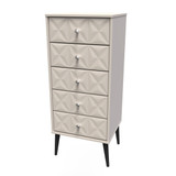 Pixel Kashmir Matt 5 Drawer Bedside Cabinet with Dark Scandinavian Legs