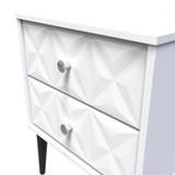 Pixel White 2 Drawer Bedside Cabinet with Dark Scandinavian Legs