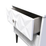 Pixel White 2 Drawer Bedside Cabinet with Dark Scandinavian Legs