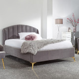 Pettine Grey Velvet Ottoman Bed