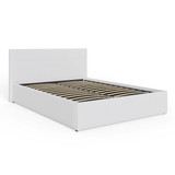 End Lift Ottoman Bed in White Faux Leather (4'6" Double)