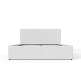 End Lift Ottoman Bed in White Faux Leather (5' King Size)