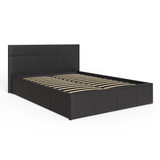 Side Lift Ottoman Black Faux Leather Bed (4' Small Double)