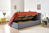 Side Lift Ottoman Bed in Grey Faux Leather