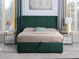 Amelia Plus Green Velvet Storage Ottoman Bed