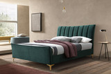 Clover Emerald Green Velvet Bed