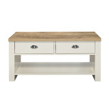 Highgate Cream and Oak 2 Drawer Coffee Table