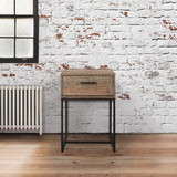 Urban Rustic Industrial 1 Drawer Narrow Bedside Table