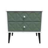 Pixel Labrador Green and White 2 Drawer Midi Chest with Dark Scandinavian Legs 