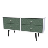 Pixel Labrador Green and White 4 Drawer Bed Box with Dark Scandinavian Legs