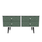 Pixel Labrador Green and White 4 Drawer Bed Box with Dark Scandinavian Legs