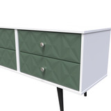 Pixel Labrador Green and White 4 Drawer Bed Box with Dark Scandinavian Legs