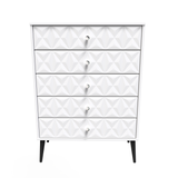 Pixel White 5 Drawer Chest with Dark Scandinavian Legs