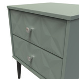 Pixel Reed Green 2 Drawer Bedside Cabinet with Dark Scandinavian Legs