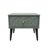 Pixel Reed Green 1 Drawer Bedside Cabinet with Dark Scandinavian Legs
