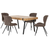 Treviso Industrial Dining Set with 4 Brown Quebec Chairs