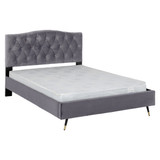 Freya Grey Velvet Fabric Bed (4'6" Double)