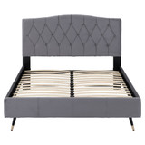 Freya Grey Velvet Fabric Bed (4'6" Double)