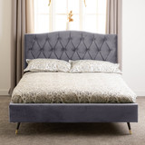 Freya Grey Velvet Fabric Bed (4'6" Double)