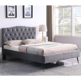 Freya Grey Velvet Fabric Bed (4'6" Double)