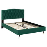 Freya Green Velvet Fabric Bed (4'6" Double)