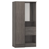 Nevada Black Wood Grain Effect 1 Door Vanity Wardrobe 