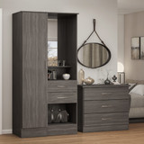 Nevada Dark Grey Wood Effect 1 Door Vanity Wardrobe