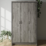 Boston Grey Reclaimed Wood Effect 3 Door Wardrobe