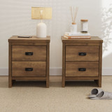 Pair of Boston Knotty Wood Effect 2 Drawer Bedsides