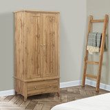 Hampstead Oak 2 Door 1 Drawer Wardrobe 