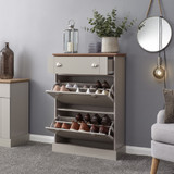 Kendal Cool Grey 2 Door 1 Drawer Deluxe Shoe Cabinet