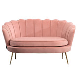 Ariel Retro Coral Sofa with Gold Legs