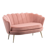 Ariel Retro Coral Sofa with Gold Legs