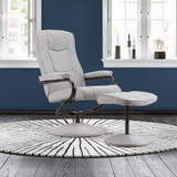 Memphis Grey Faux Leather Swivel Chair & Footstool