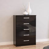 Lynx Black Gloss 5 Drawer Chest